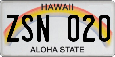 HI license plate ZSN020