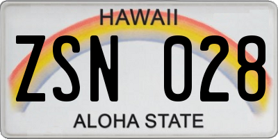 HI license plate ZSN028