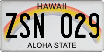 HI license plate ZSN029