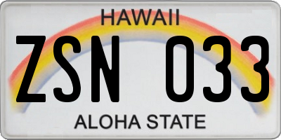 HI license plate ZSN033