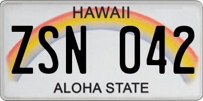 HI license plate ZSN042
