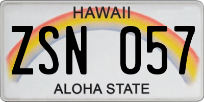 HI license plate ZSN057