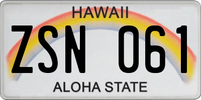 HI license plate ZSN061