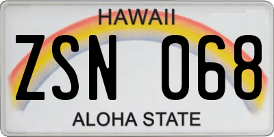 HI license plate ZSN068