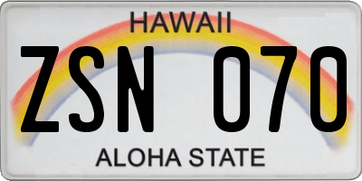 HI license plate ZSN070