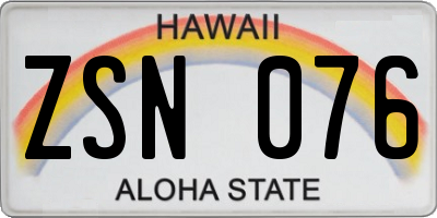 HI license plate ZSN076