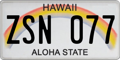 HI license plate ZSN077