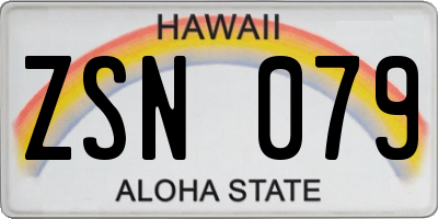 HI license plate ZSN079