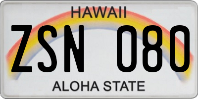 HI license plate ZSN080