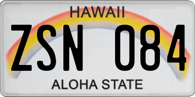 HI license plate ZSN084