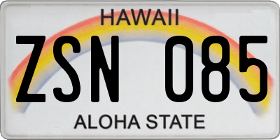 HI license plate ZSN085