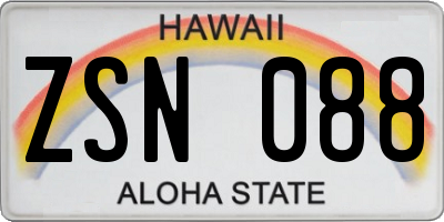 HI license plate ZSN088