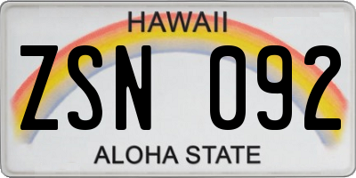 HI license plate ZSN092