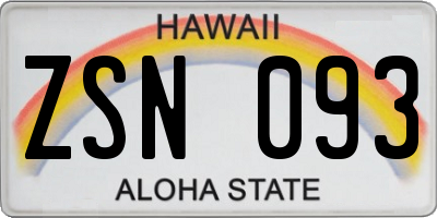 HI license plate ZSN093