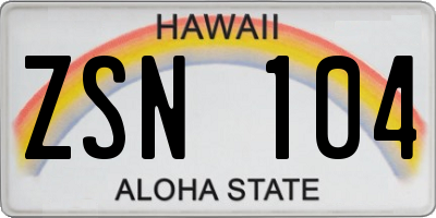 HI license plate ZSN104