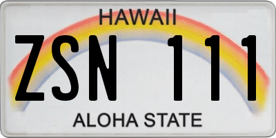 HI license plate ZSN111