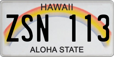 HI license plate ZSN113