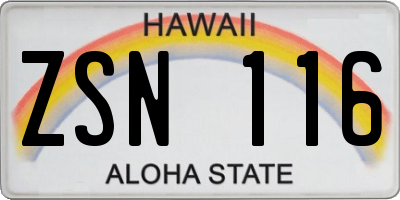 HI license plate ZSN116