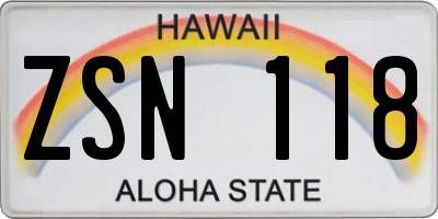 HI license plate ZSN118