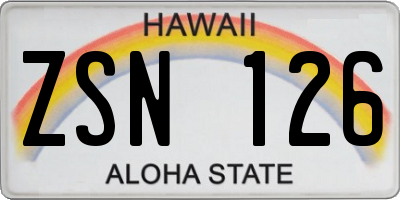 HI license plate ZSN126