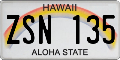 HI license plate ZSN135