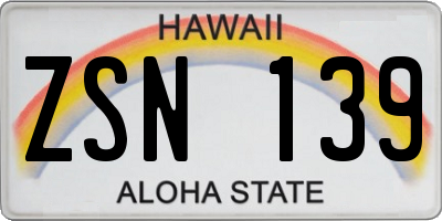 HI license plate ZSN139