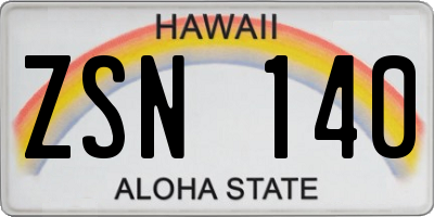 HI license plate ZSN140