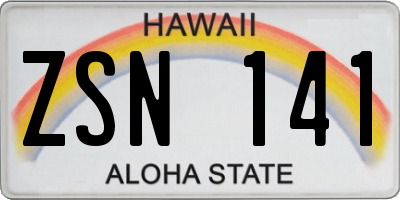 HI license plate ZSN141