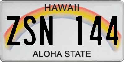 HI license plate ZSN144