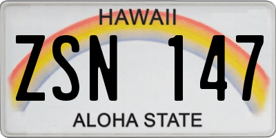 HI license plate ZSN147