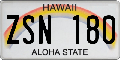 HI license plate ZSN180