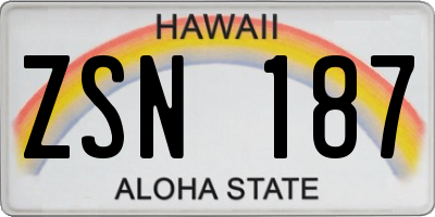 HI license plate ZSN187