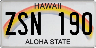 HI license plate ZSN190