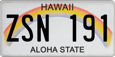 HI license plate ZSN191