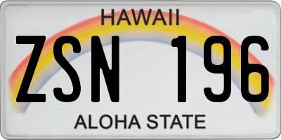 HI license plate ZSN196