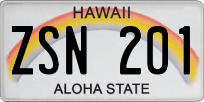 HI license plate ZSN201
