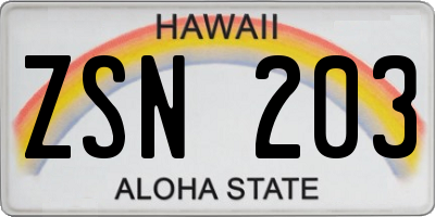 HI license plate ZSN203
