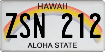 HI license plate ZSN212