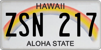 HI license plate ZSN217
