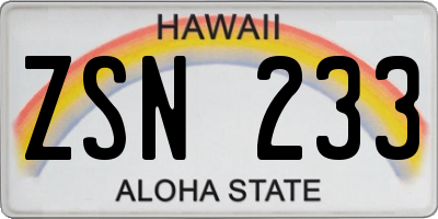 HI license plate ZSN233