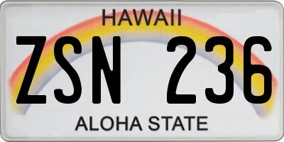 HI license plate ZSN236