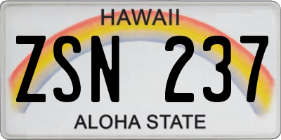 HI license plate ZSN237