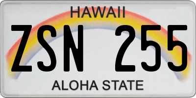 HI license plate ZSN255