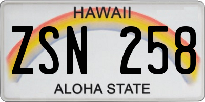 HI license plate ZSN258