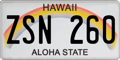 HI license plate ZSN260