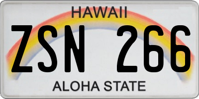 HI license plate ZSN266