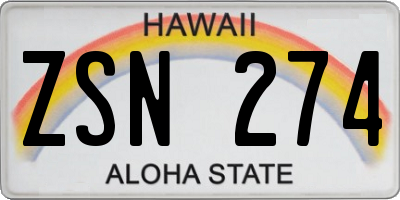 HI license plate ZSN274