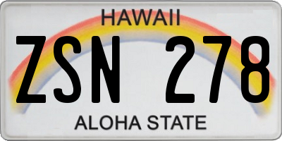 HI license plate ZSN278