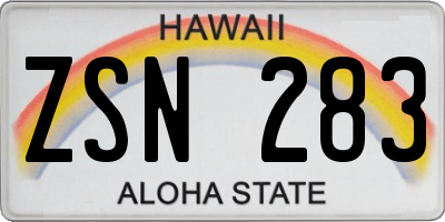 HI license plate ZSN283
