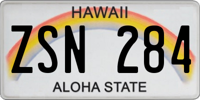 HI license plate ZSN284